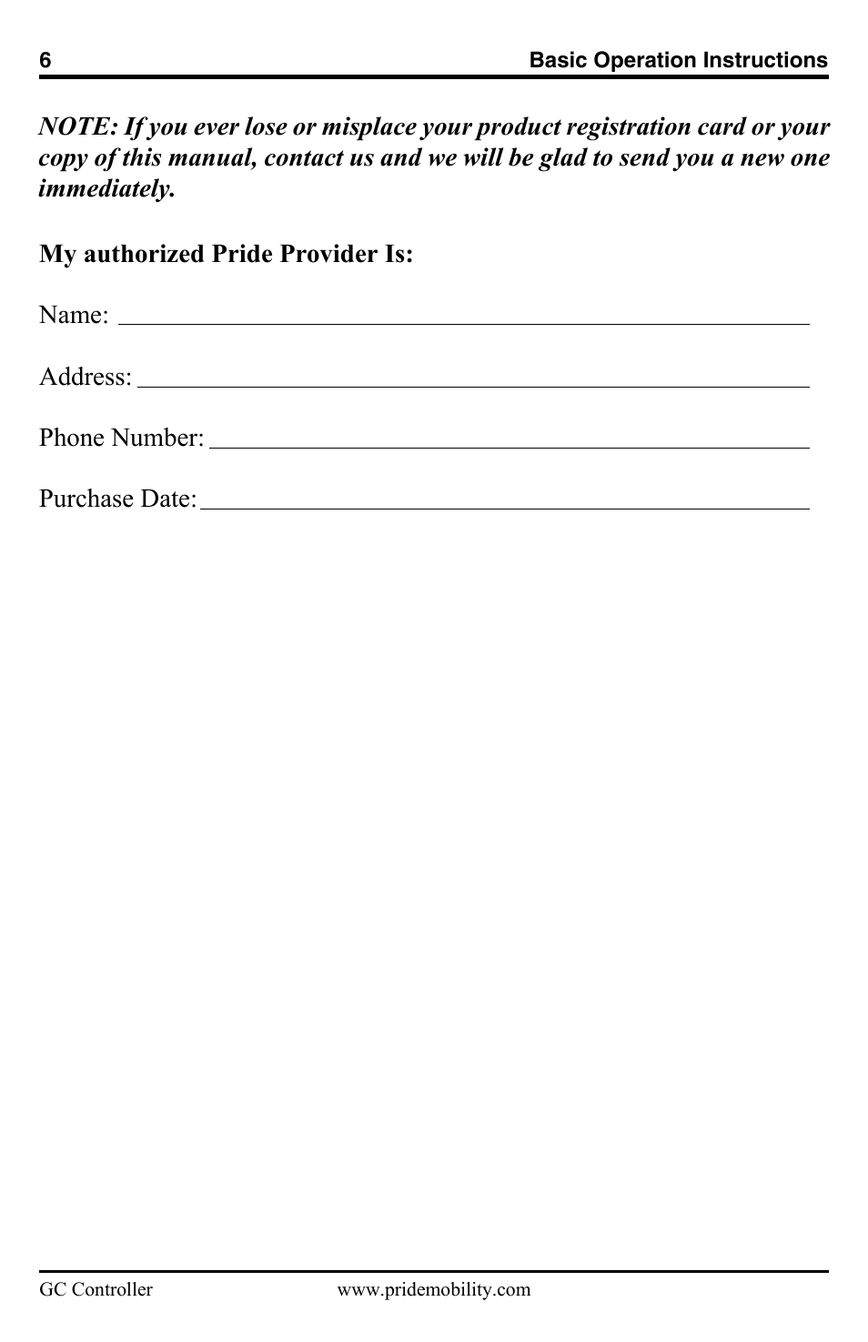 Pride Mobility GC Controller INFMANU3355 User Manual | Page 6 / 20