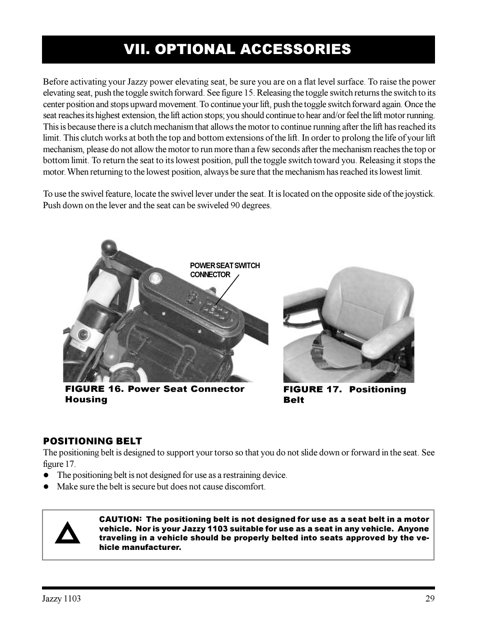Vii. optional accessories | Pride Mobility 1103 User Manual | Page 29 / 33