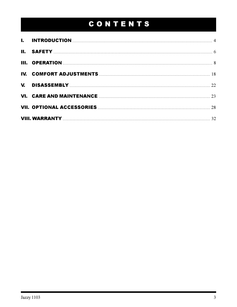 Pride Mobility 1103 User Manual | Page 3 / 33