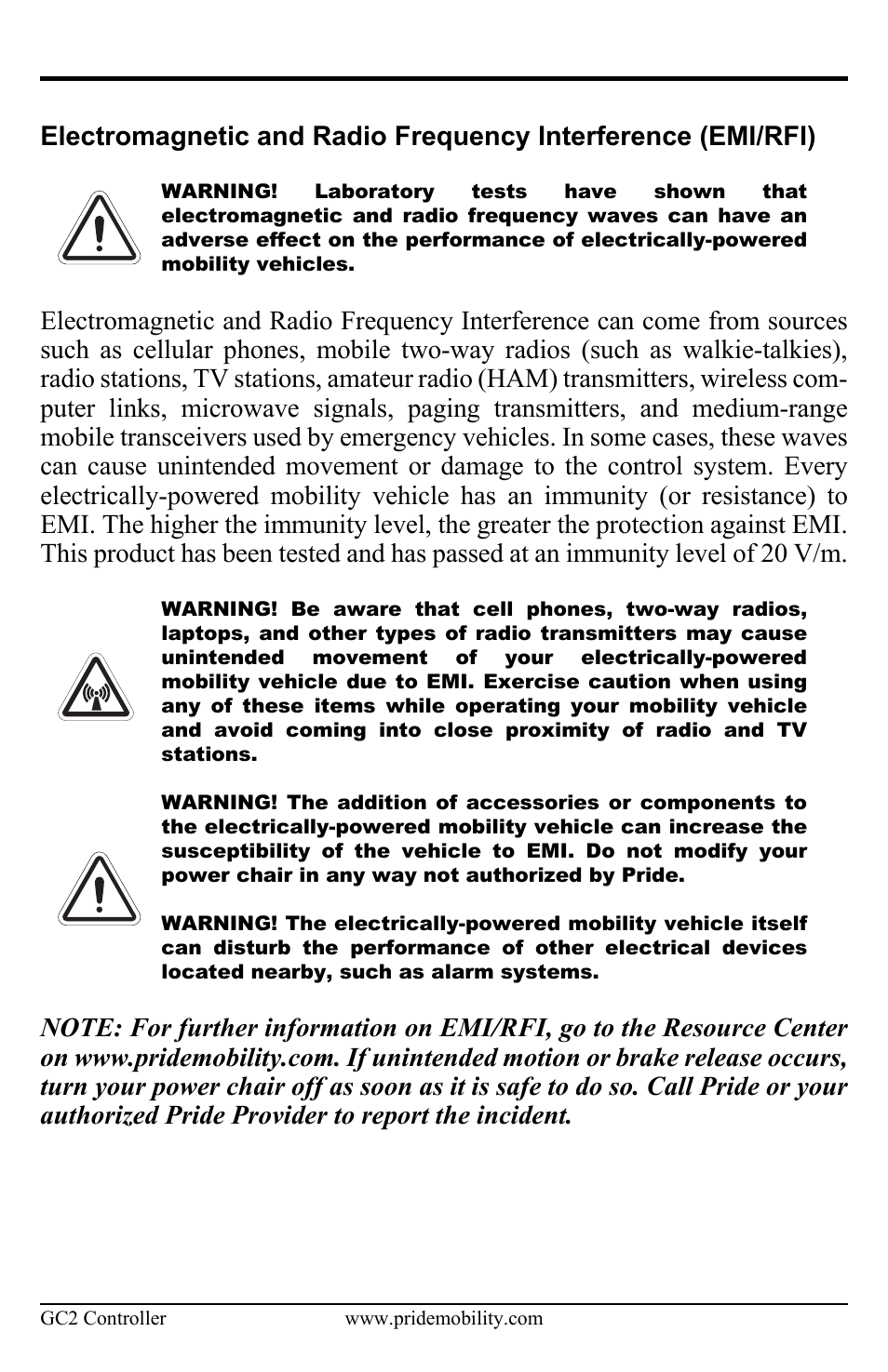 Pride Mobility Controller GC2 User Manual | Page 8 / 20