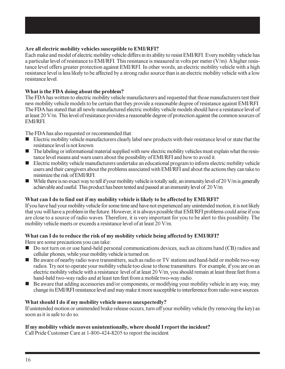 I i i . e m i / r f i | Pride Mobility SC155 User Manual | Page 16 / 39