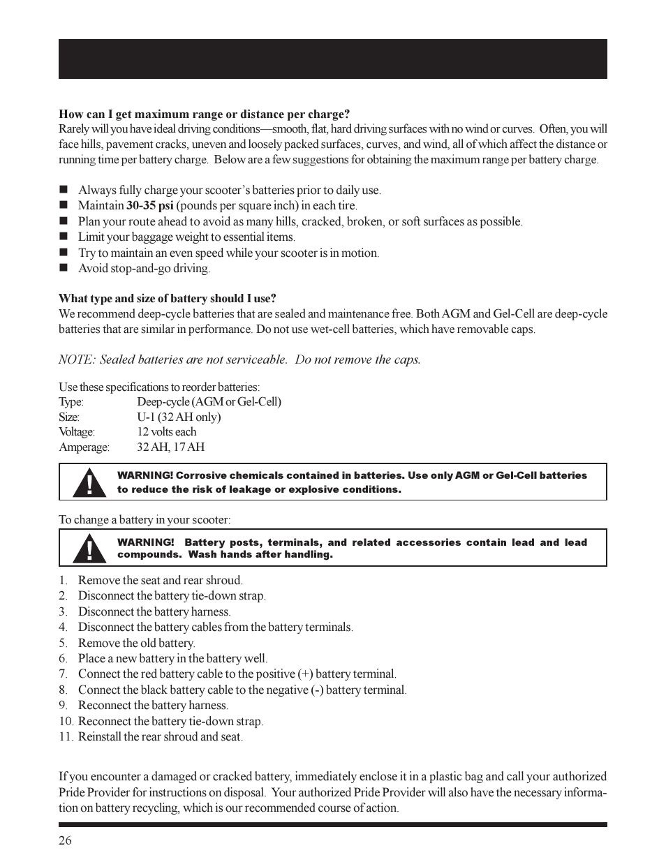 Pride Mobility SC155 User Manual | Page 26 / 39