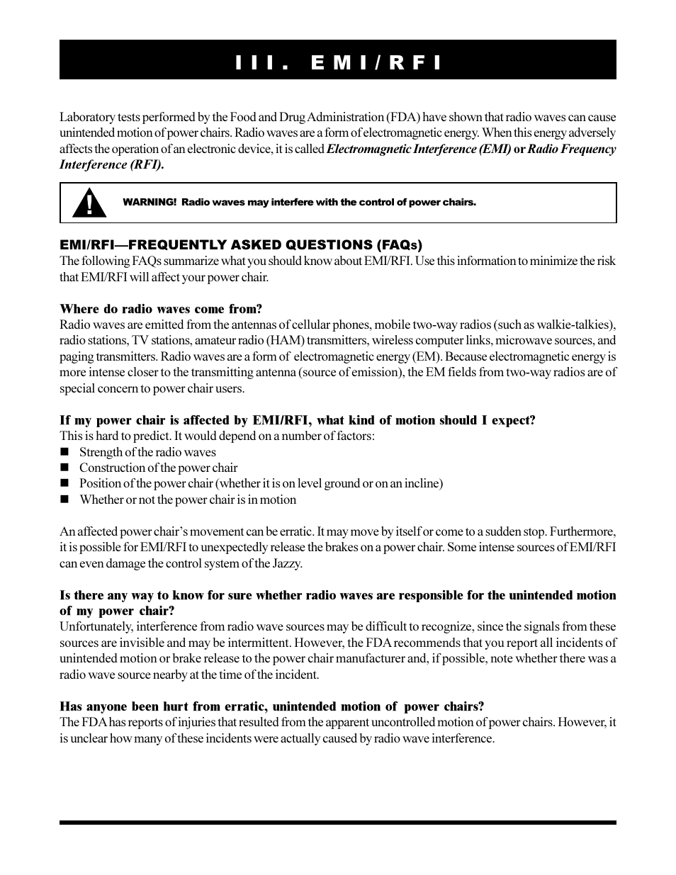 I i i . e m i / r f i | Pride Mobility JAZZY 1103 User Manual | Page 13 / 47