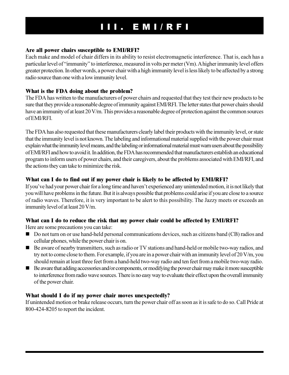 I i i . e m i / r f i | Pride Mobility JAZZY 1103 User Manual | Page 14 / 47