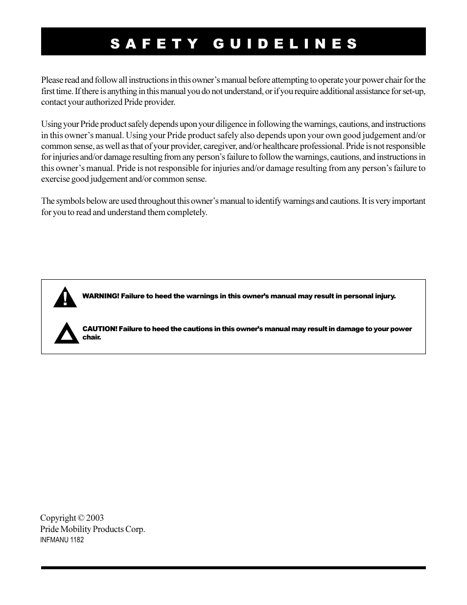 Pride Mobility JAZZY 1103 User Manual | Page 2 / 47