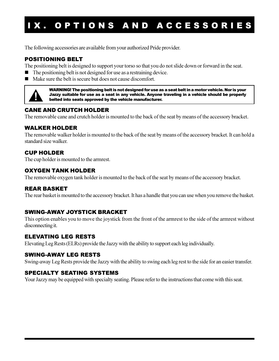 Pride Mobility JAZZY 1103 User Manual | Page 42 / 47