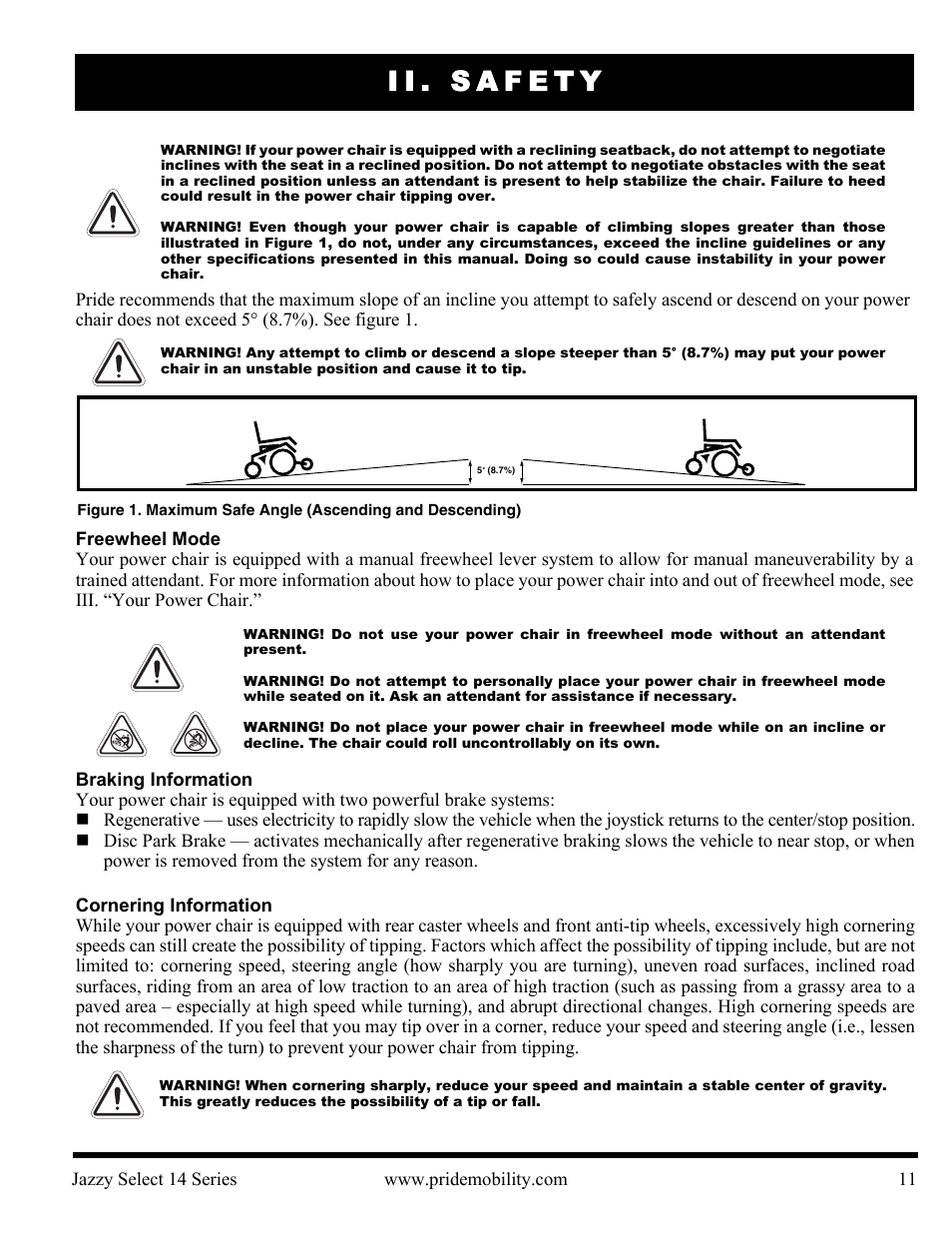 Ii. safety | Pride Mobility Jazzy Select 14 User Manual | Page 11 / 43