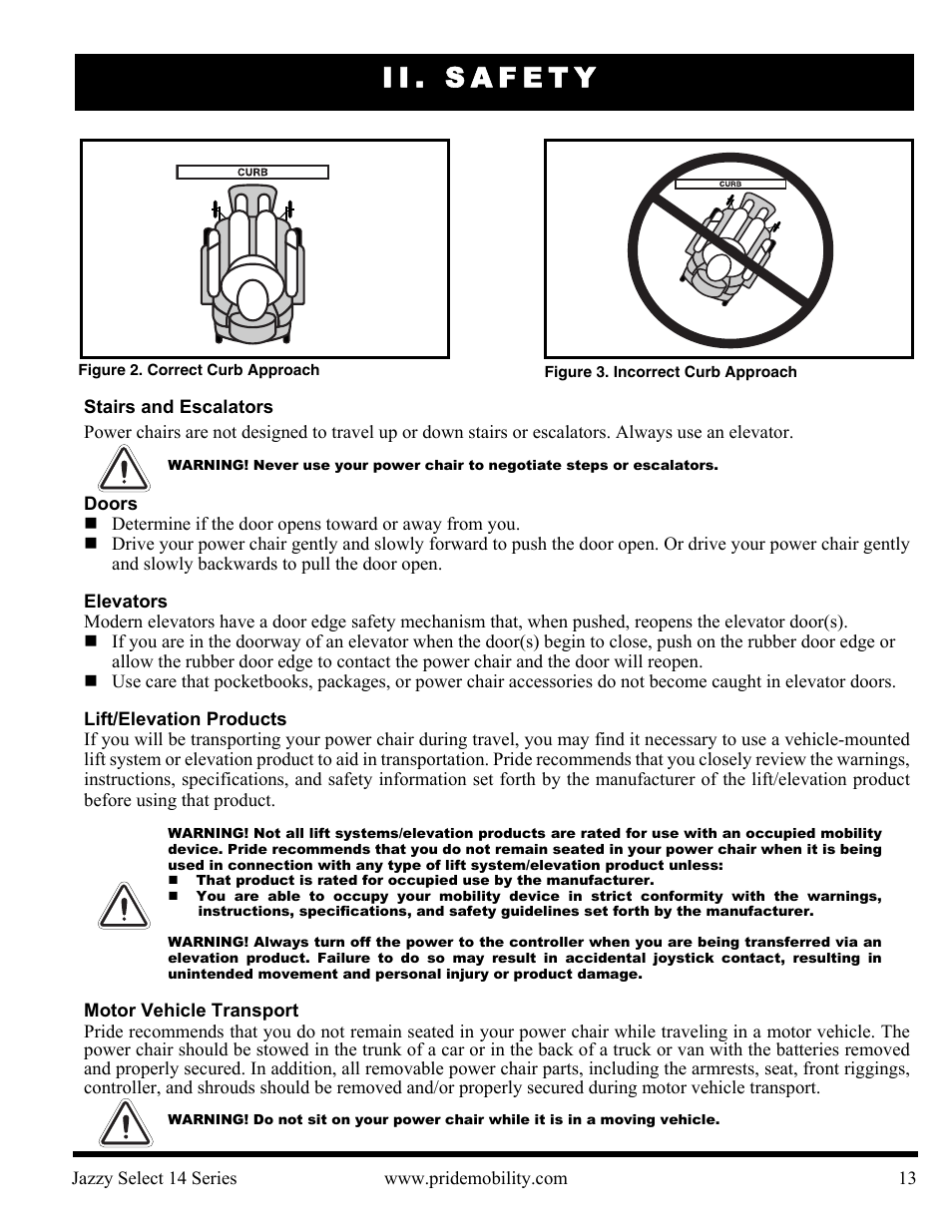 Ii. safety | Pride Mobility Jazzy Select 14 User Manual | Page 13 / 43
