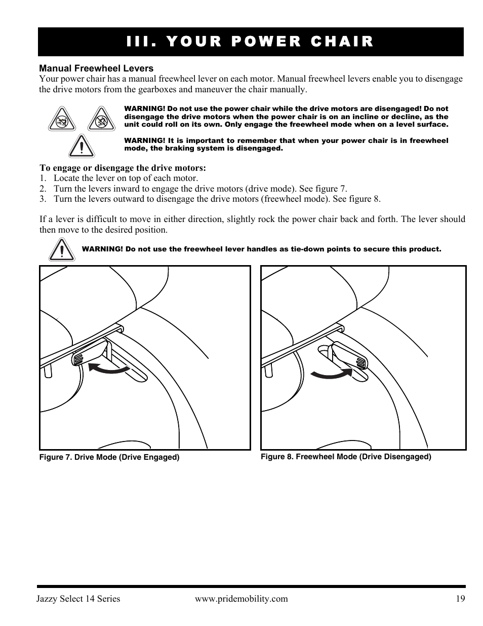 Iii. your power chair | Pride Mobility Jazzy Select 14 User Manual | Page 19 / 43