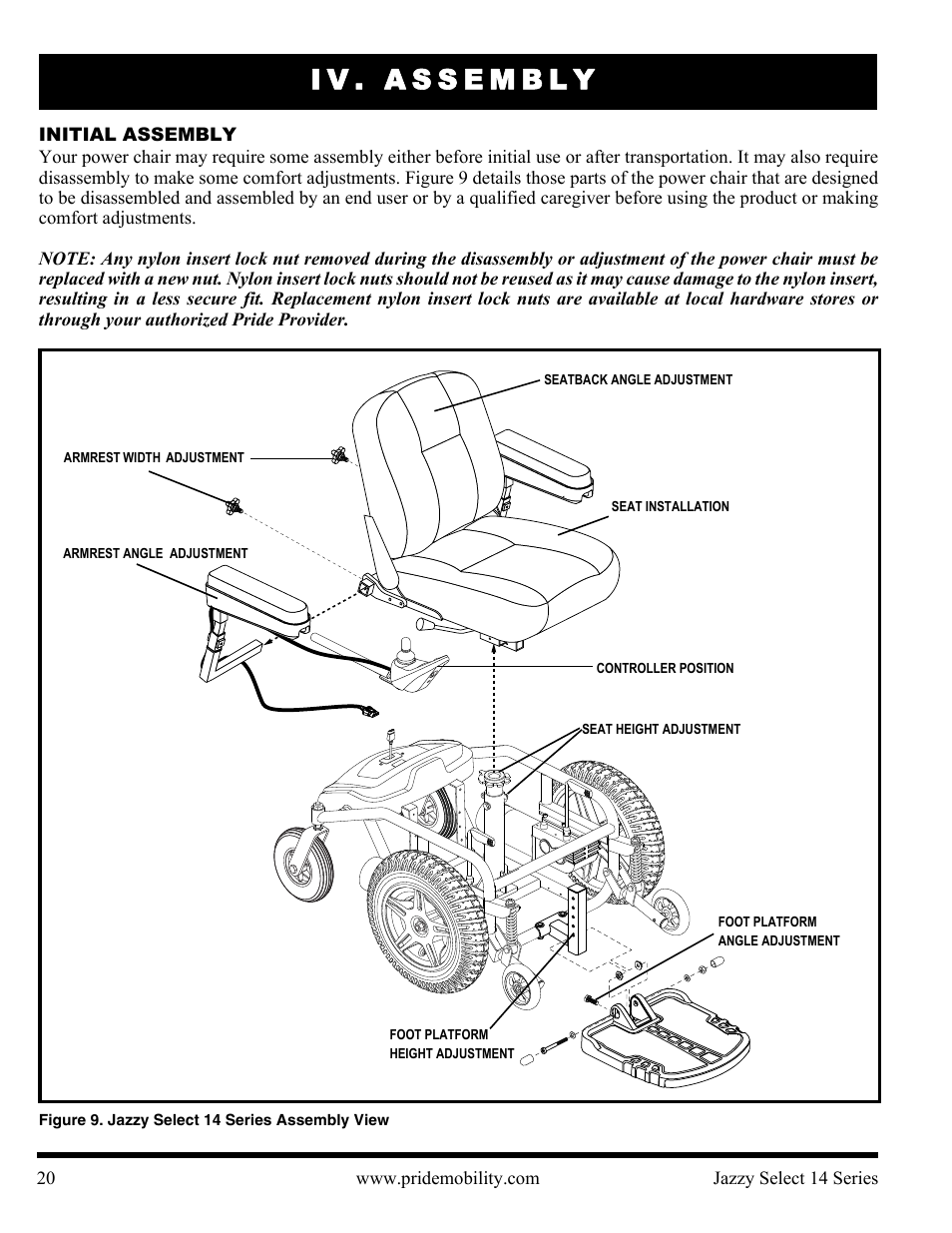 Iv. assembly | Pride Mobility Jazzy Select 14 User Manual | Page 20 / 43
