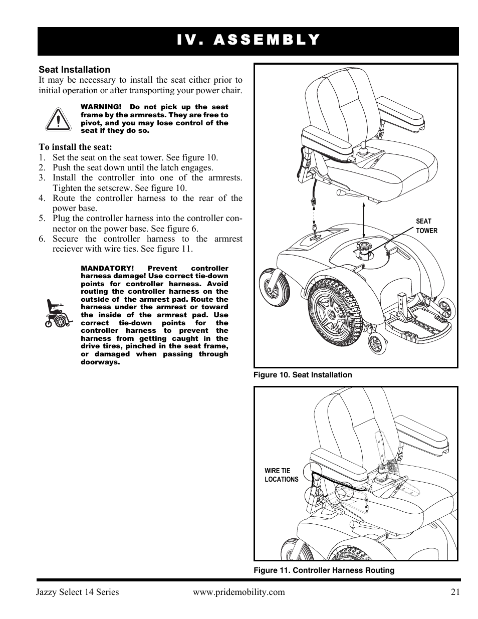 Iv. assembly | Pride Mobility Jazzy Select 14 User Manual | Page 21 / 43