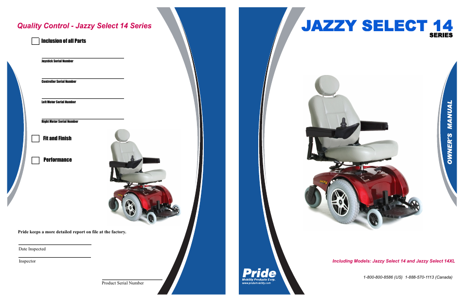 Jazzy select 14, Quality control - jazzy select 14 series, Infmanu3198 | Pride Mobility Jazzy Select 14 User Manual | Page 43 / 43