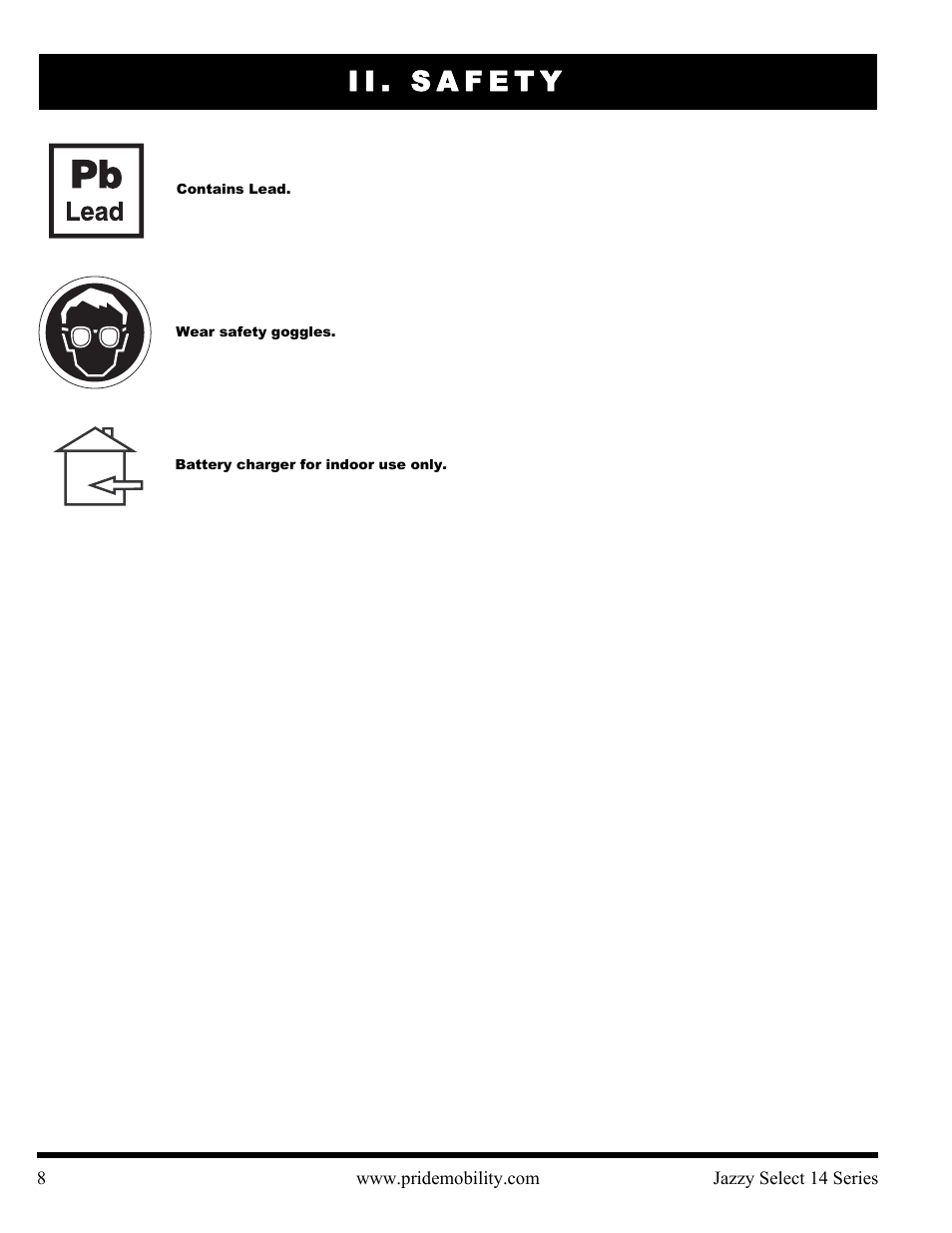 Ii. safety | Pride Mobility Jazzy Select 14 User Manual | Page 8 / 43