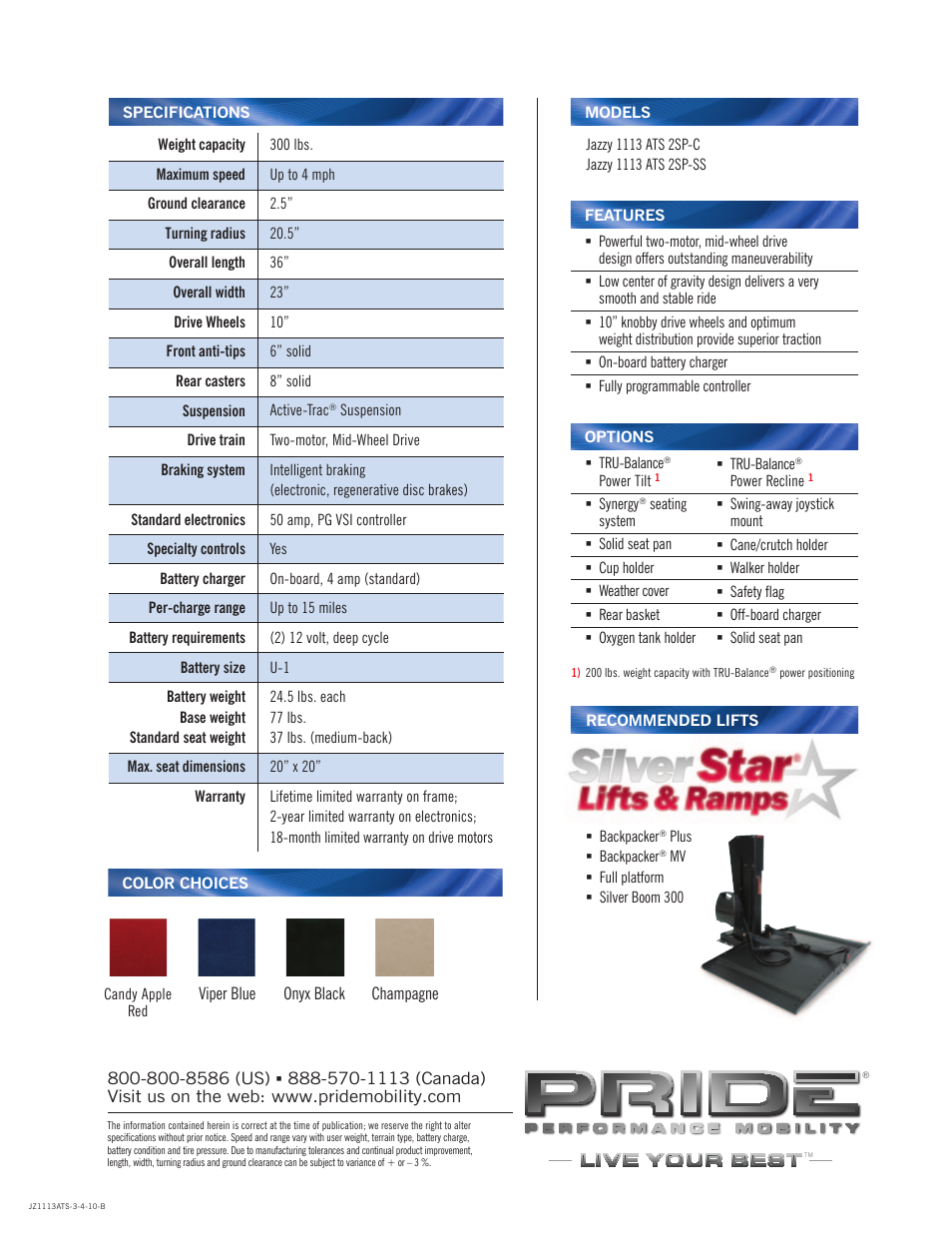Pride Mobility Jazzy 1113ATS User Manual | Page 2 / 2