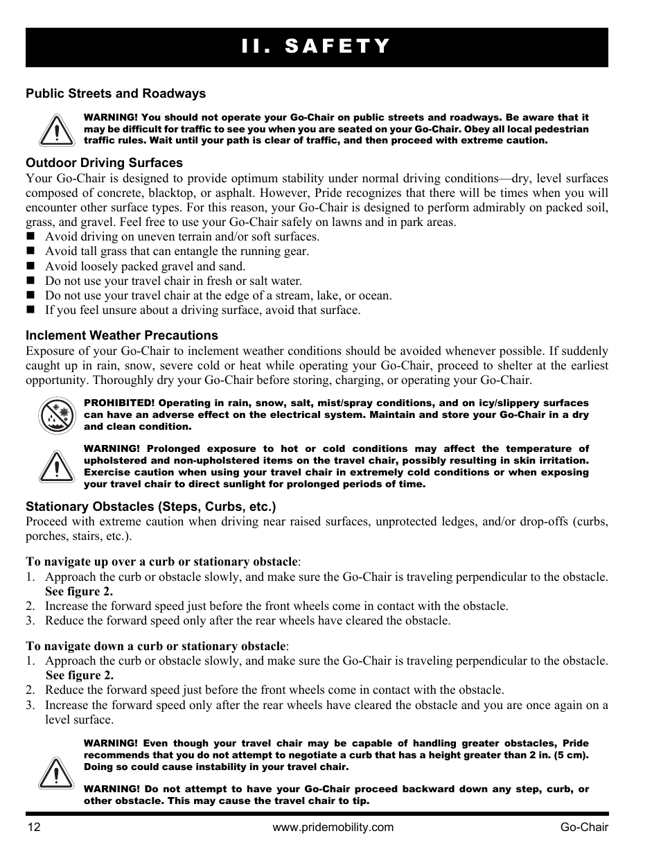 Ii. safety | Pride Mobility 1400 User Manual | Page 12 / 44