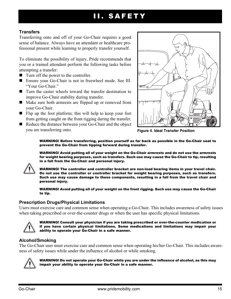 Ii. safety | Pride Mobility 1400 User Manual | Page 15 / 44