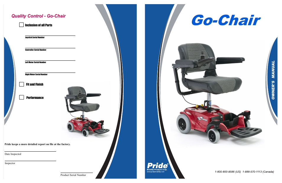Go-chair, Quality control - go-chair | Pride Mobility 1400 User Manual | Page 44 / 44