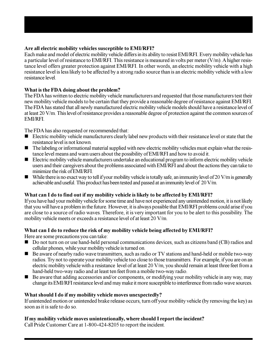 I i i . e m i / r f i | Pride Mobility SC3450 User Manual | Page 16 / 38