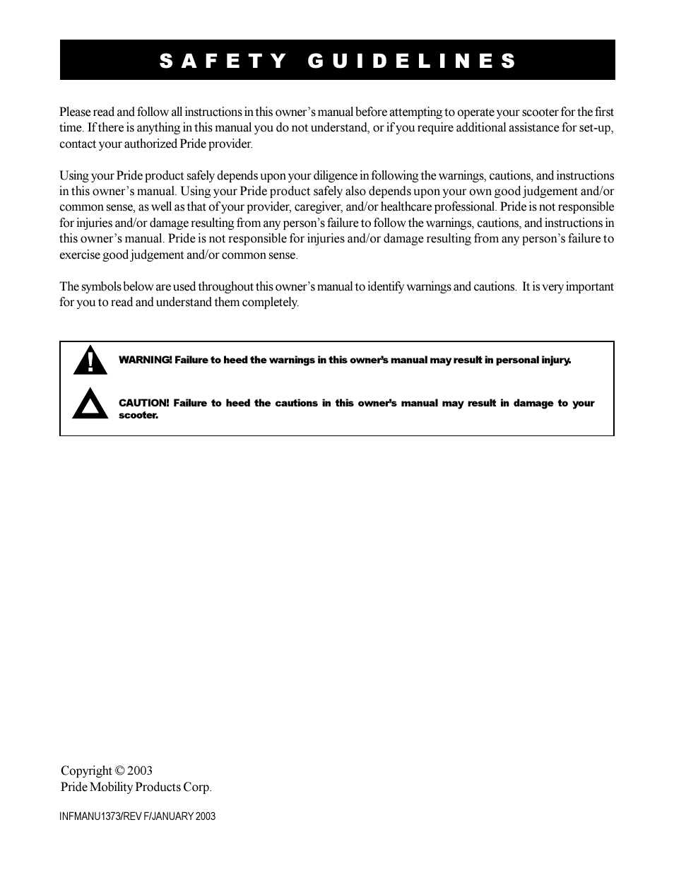 Pride Mobility SC3450 User Manual | Page 2 / 38