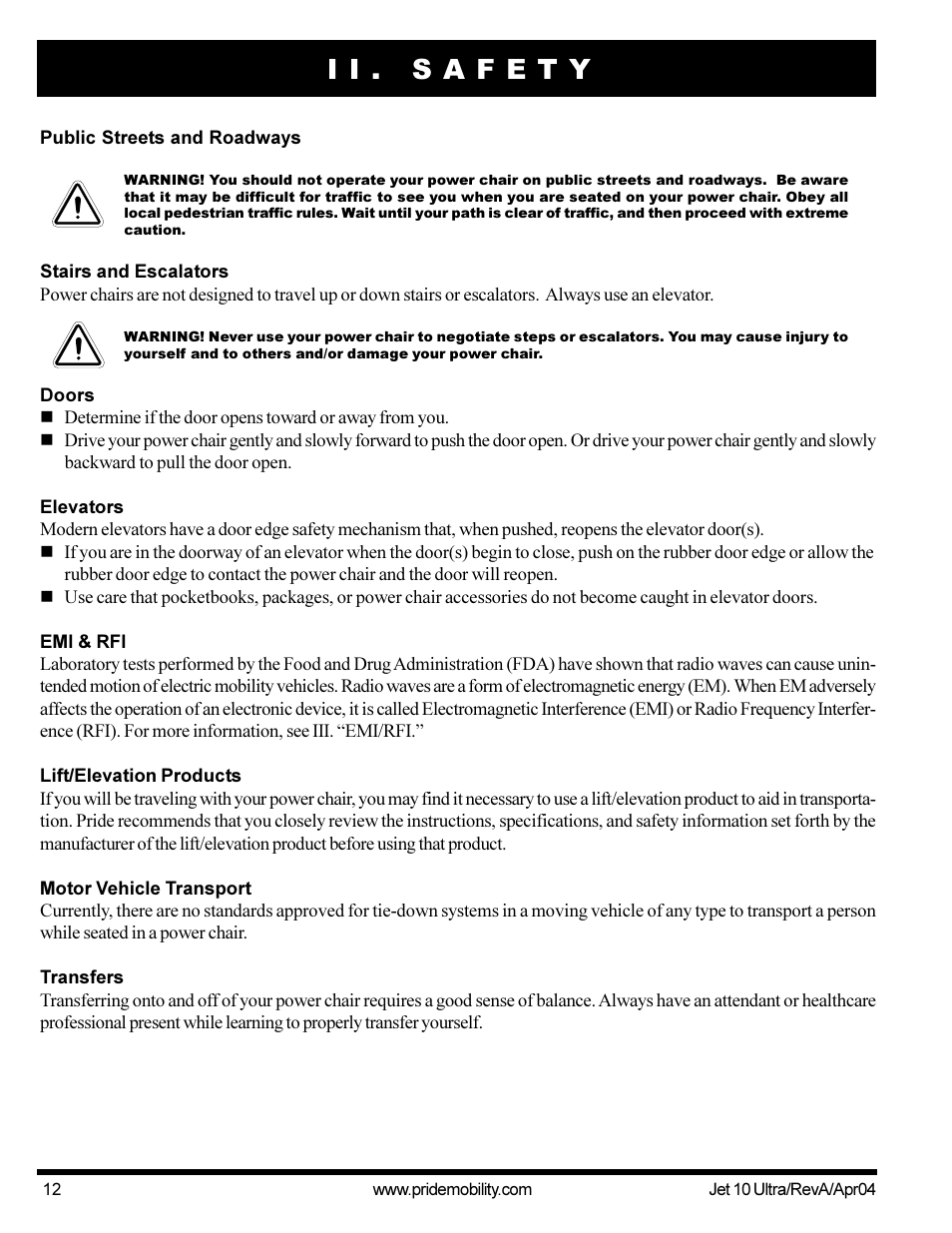 Pride Mobility Jet10Ultra User Manual | Page 12 / 44