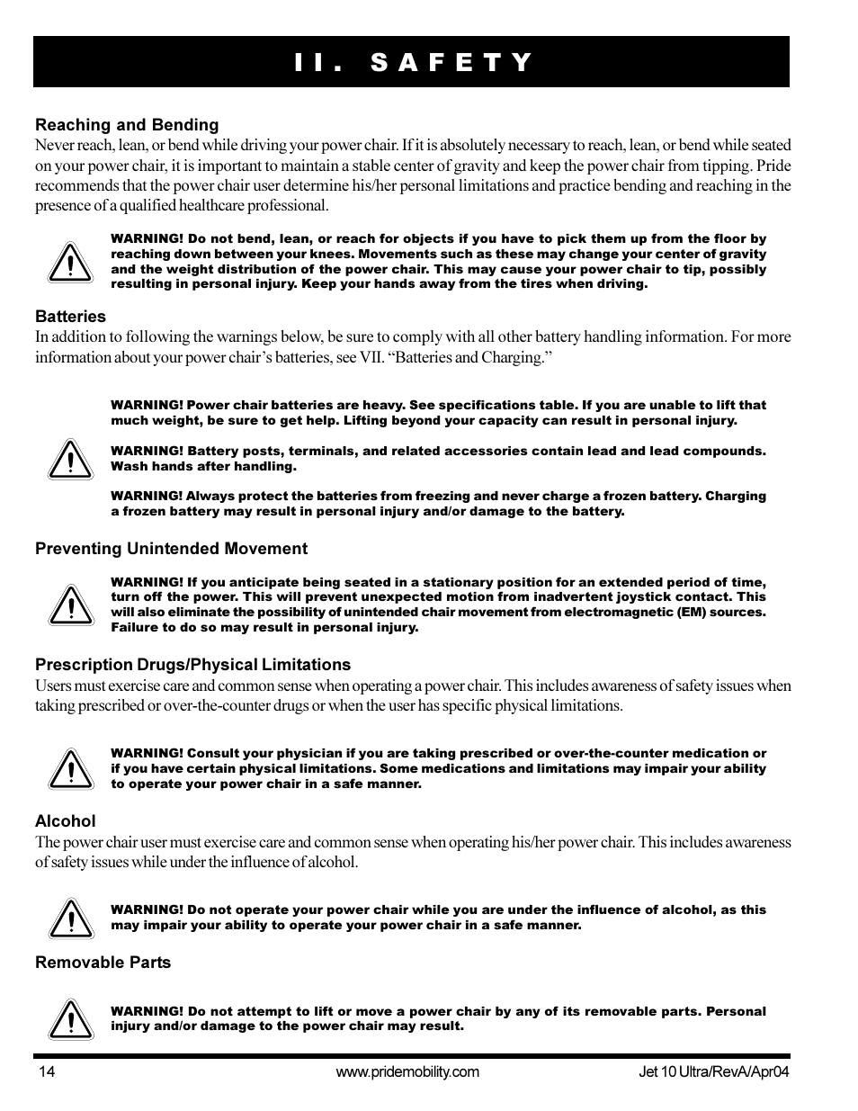 Pride Mobility Jet10Ultra User Manual | Page 14 / 44