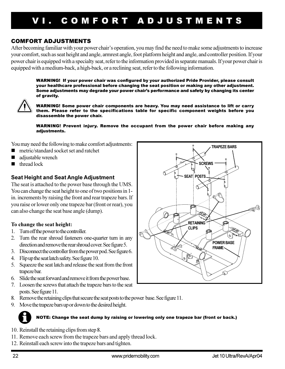 Pride Mobility Jet10Ultra User Manual | Page 22 / 44