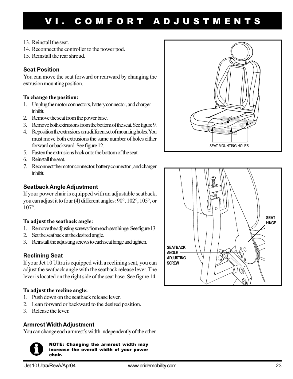 Pride Mobility Jet10Ultra User Manual | Page 23 / 44