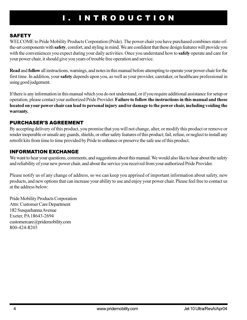 Pride Mobility Jet10Ultra User Manual | Page 4 / 44