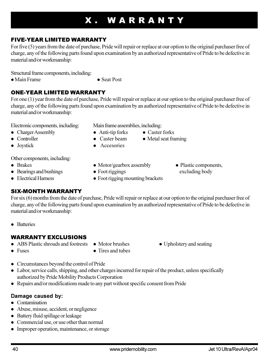 Pride Mobility Jet10Ultra User Manual | Page 40 / 44