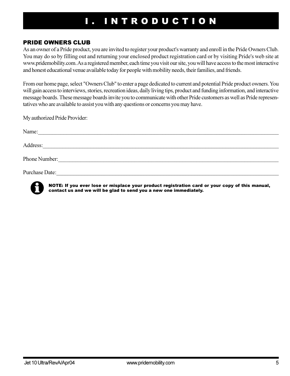 Pride Mobility Jet10Ultra User Manual | Page 5 / 44