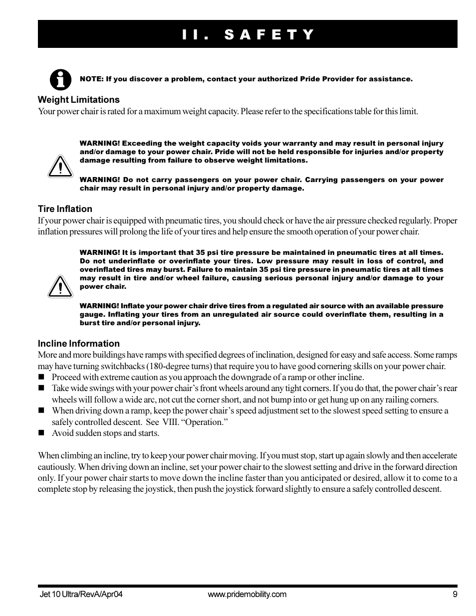 Pride Mobility Jet10Ultra User Manual | Page 9 / 44