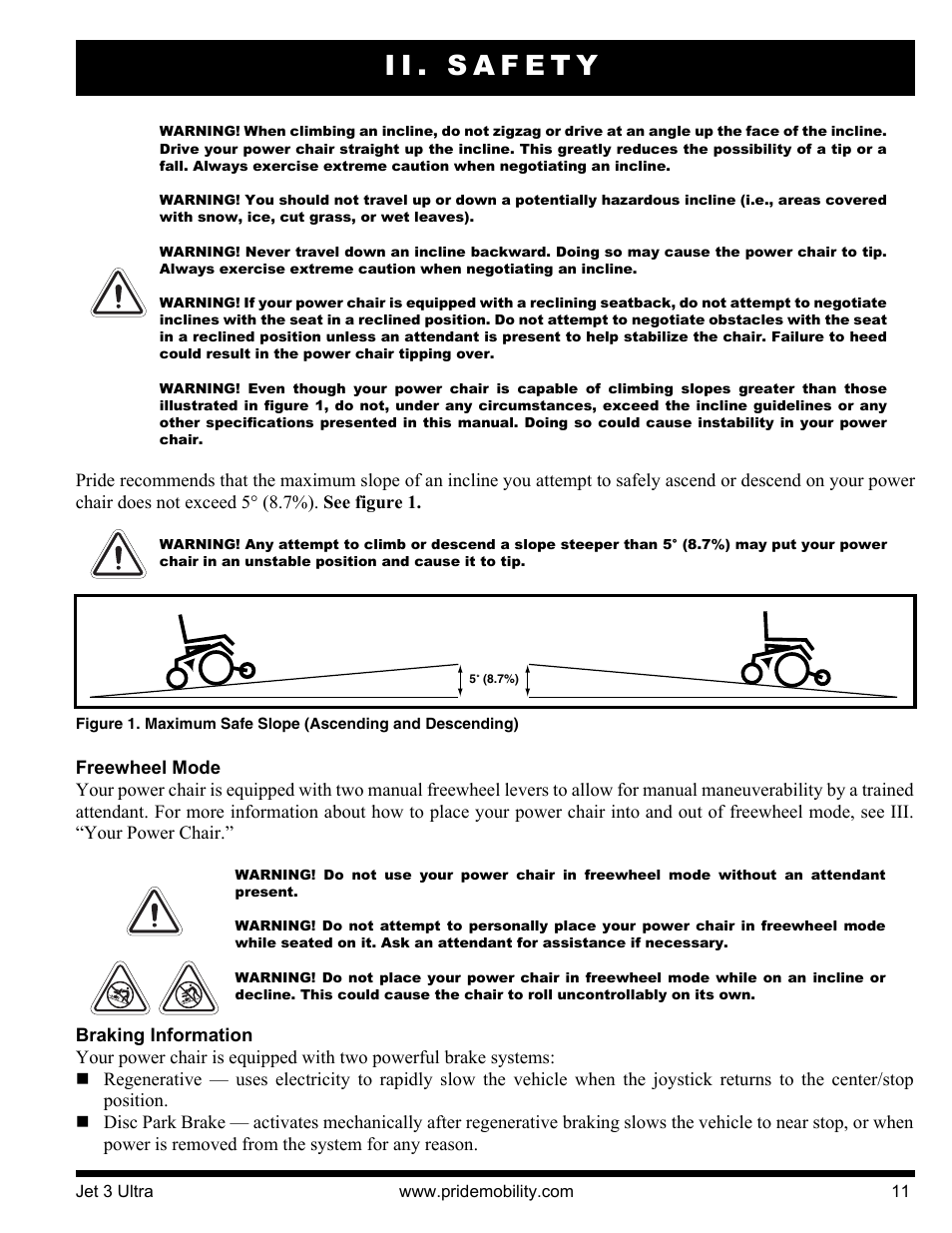 Ii. safety | Pride Mobility JET 3 User Manual | Page 11 / 48