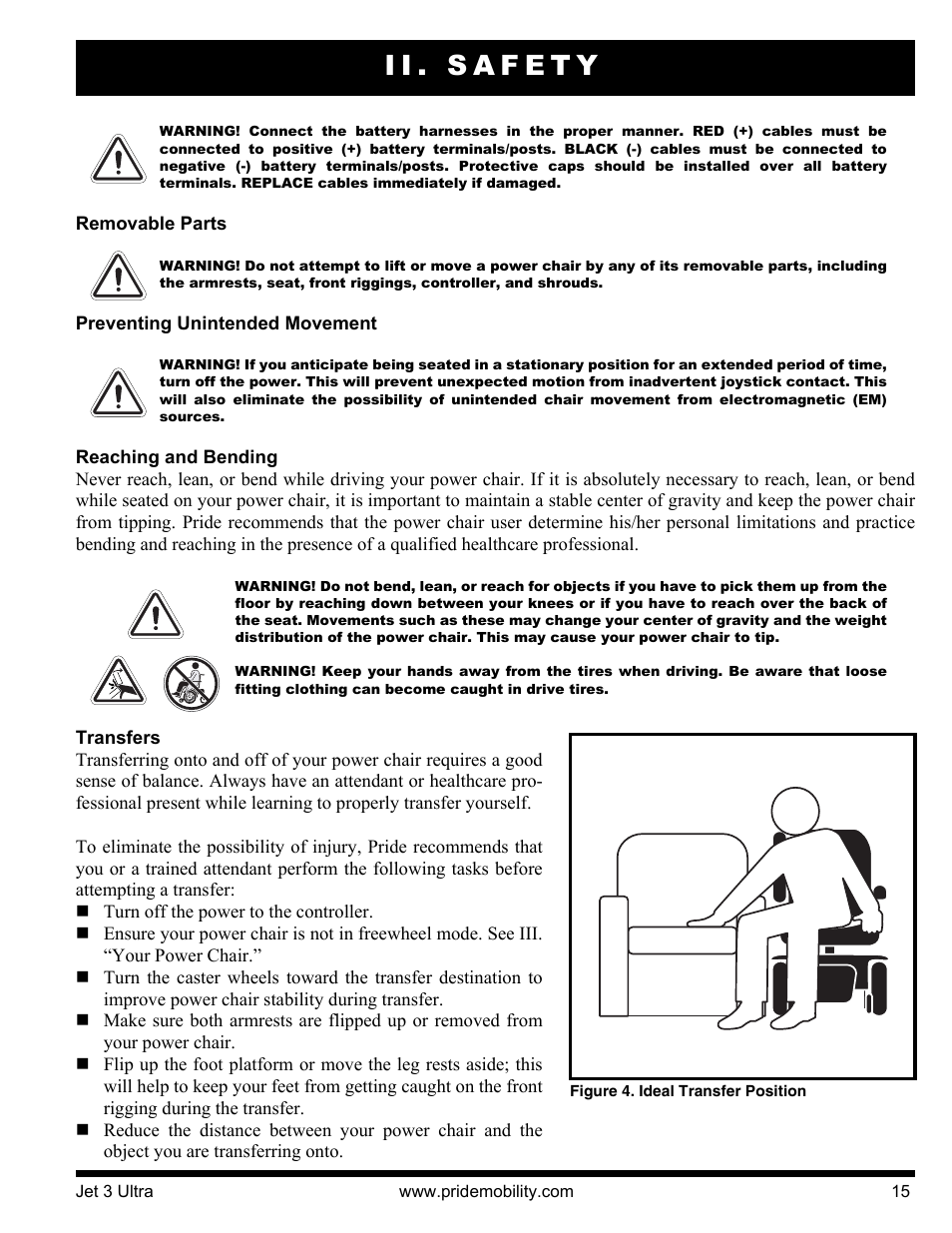 Ii. safety | Pride Mobility JET 3 User Manual | Page 15 / 48