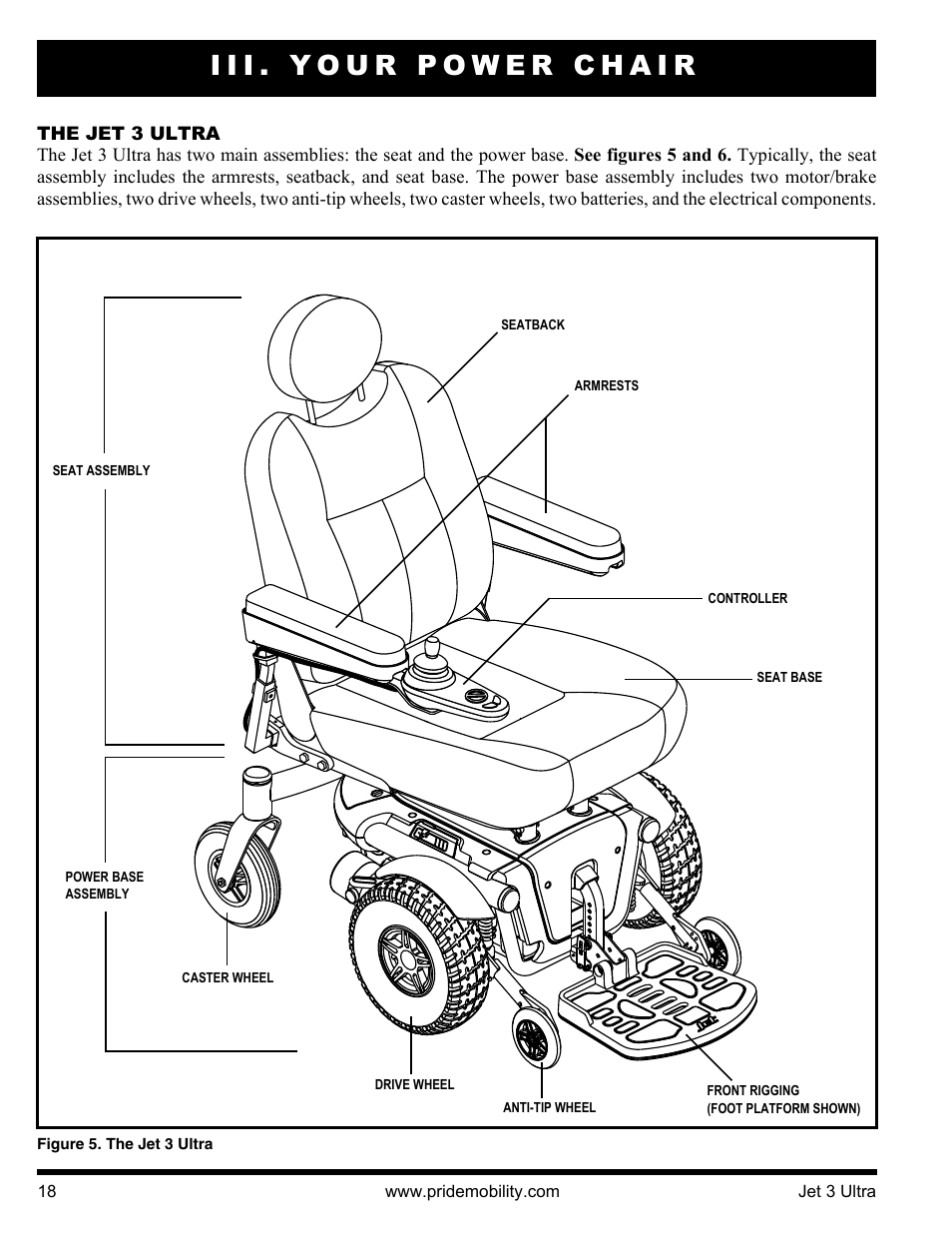 Iii. your power chair | Pride Mobility JET 3 User Manual | Page 18 / 48