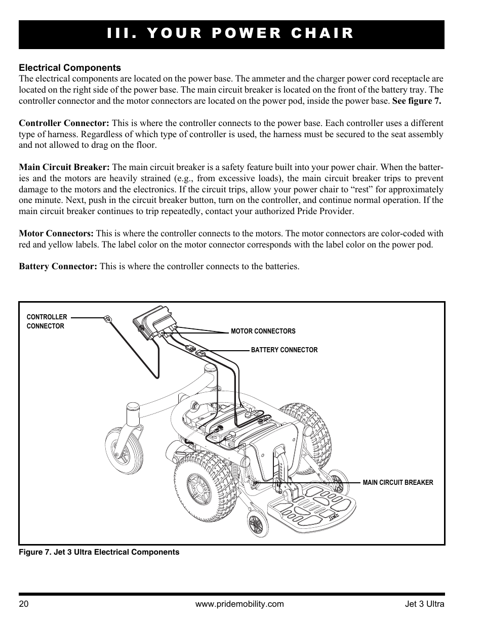 Iii. your power chair | Pride Mobility JET 3 User Manual | Page 20 / 48