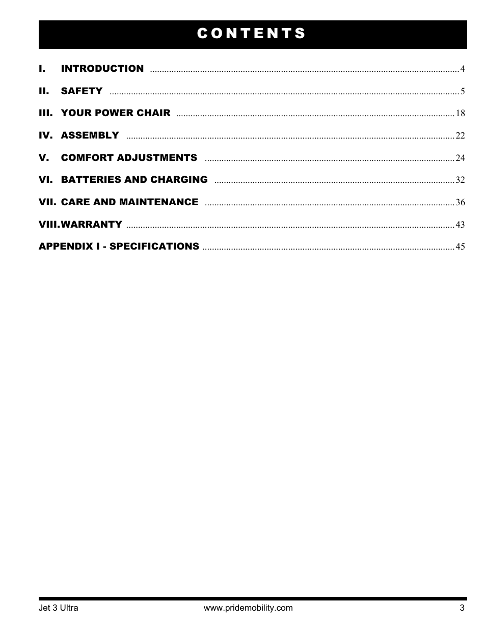 Pride Mobility JET 3 User Manual | Page 3 / 48