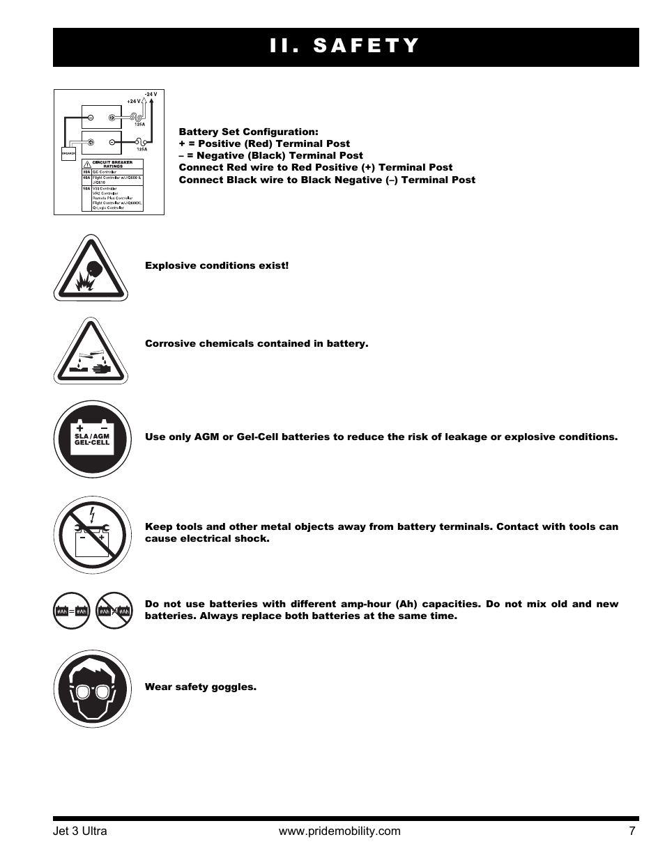 Ii. safety | Pride Mobility JET 3 User Manual | Page 7 / 48