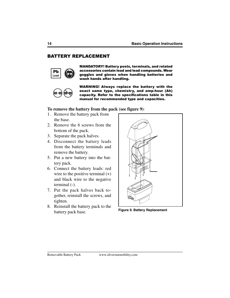 Pride Mobility Removable Battery Pack SilverStar User Manual | Page 14 / 20