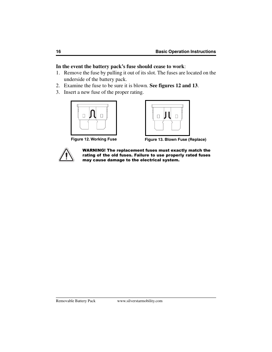 Pride Mobility Removable Battery Pack SilverStar User Manual | Page 16 / 20