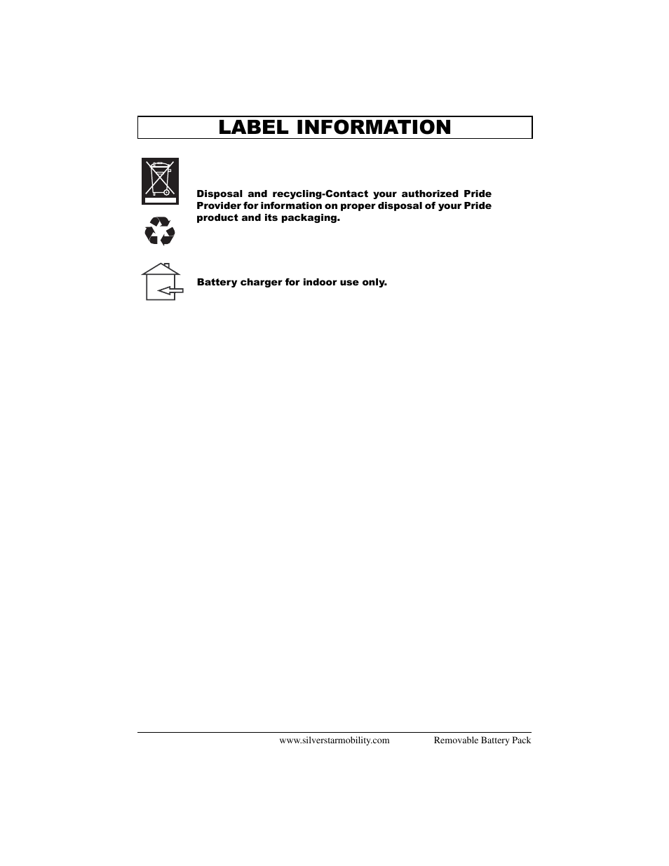 Label information | Pride Mobility Removable Battery Pack SilverStar User Manual | Page 5 / 20
