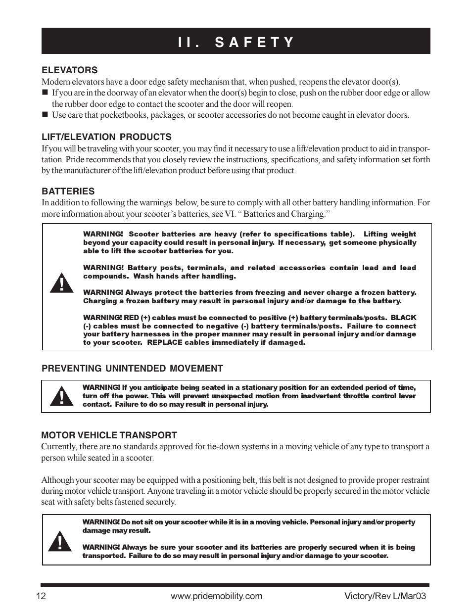 Pride Mobility scooter User Manual | Page 12 / 36