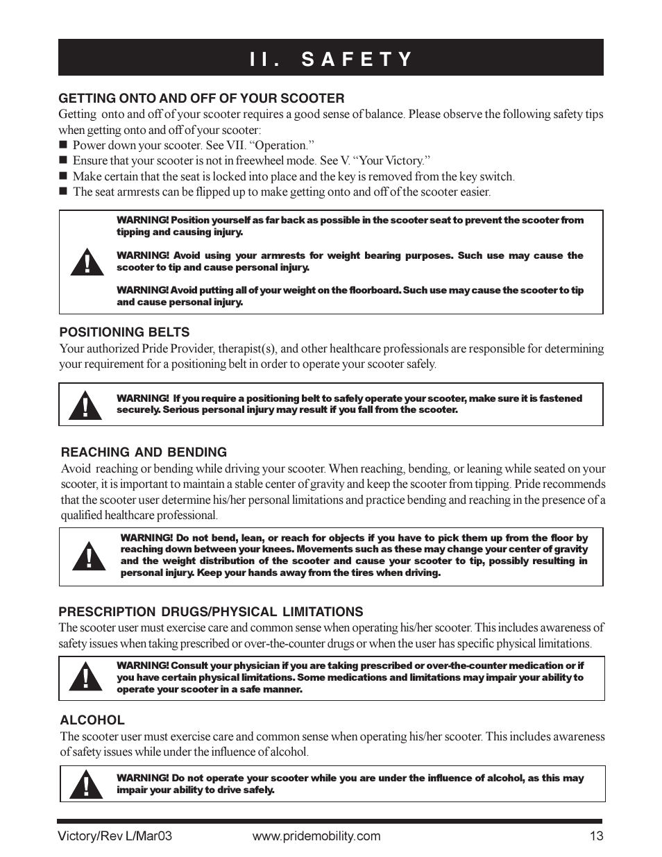 Pride Mobility scooter User Manual | Page 13 / 36