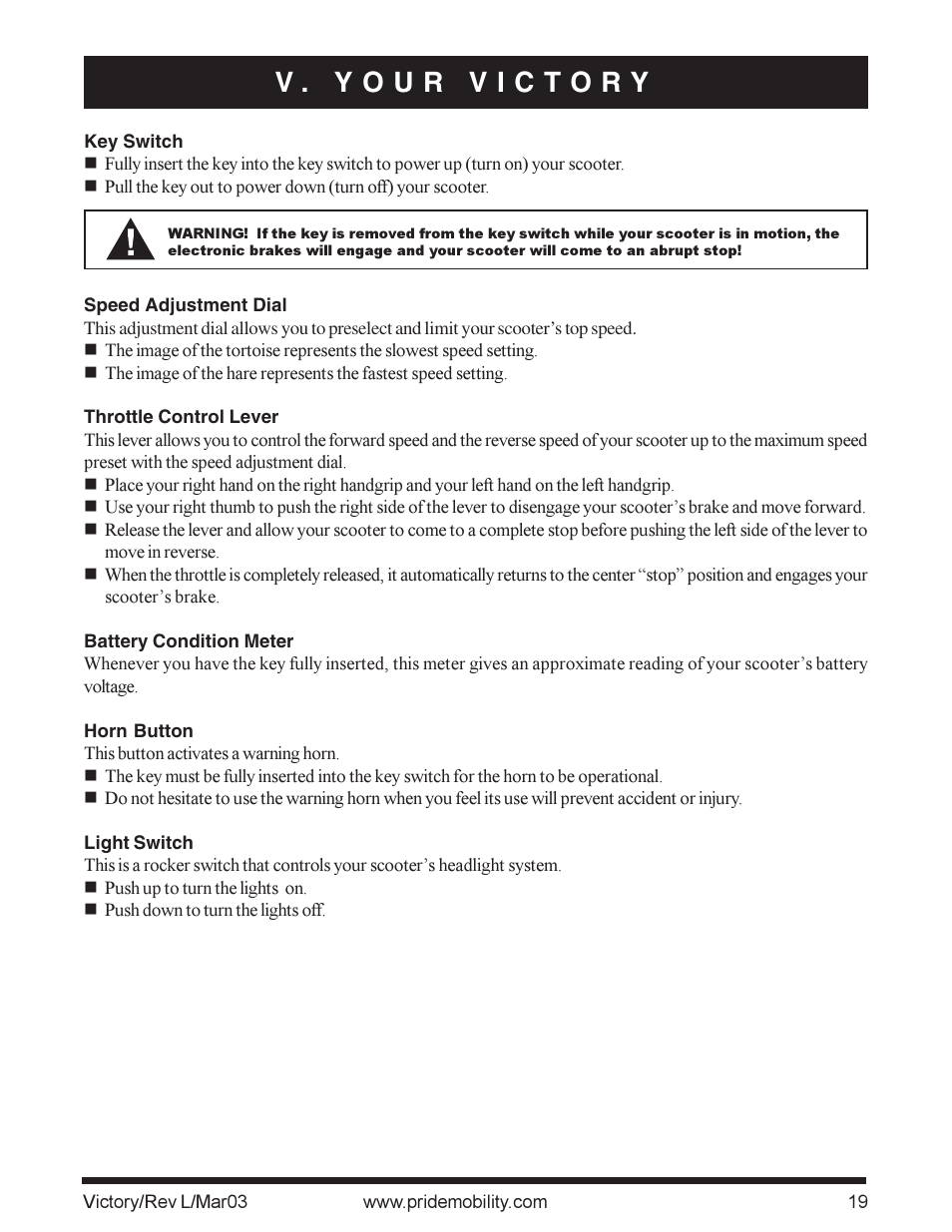 Pride Mobility scooter User Manual | Page 19 / 36