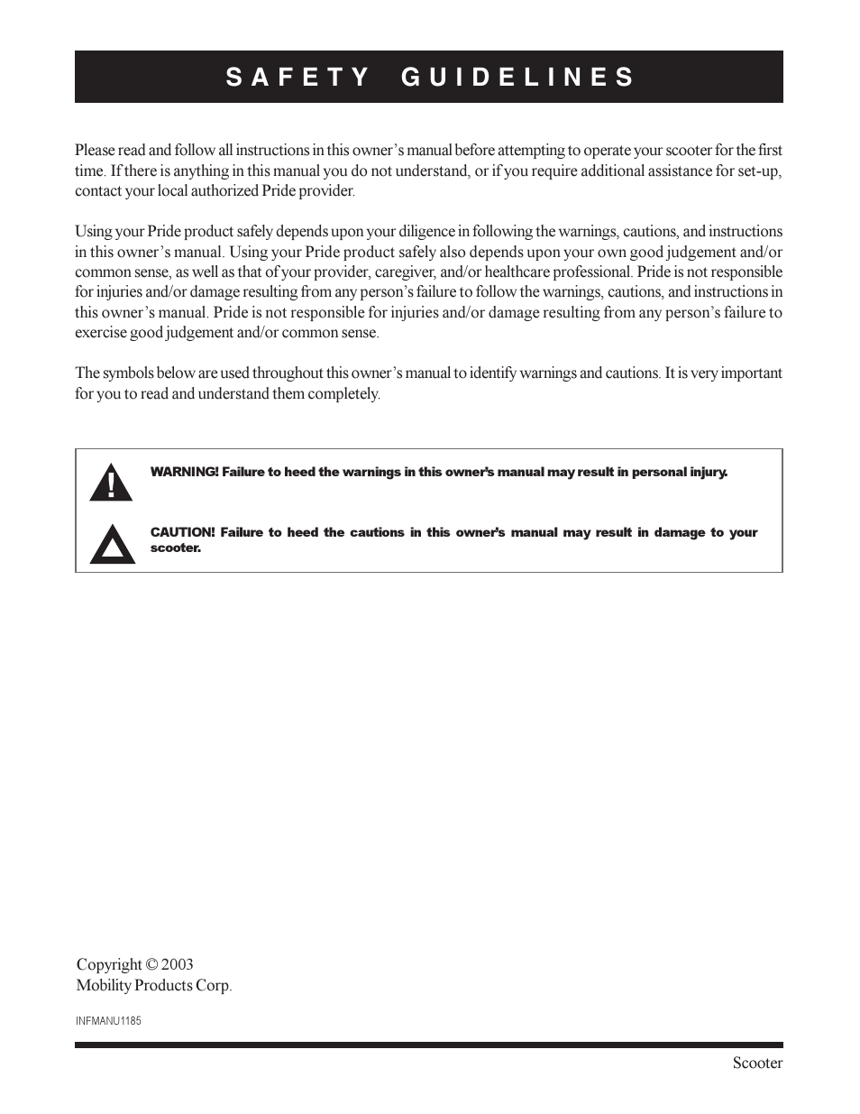 Pride Mobility scooter User Manual | Page 2 / 36