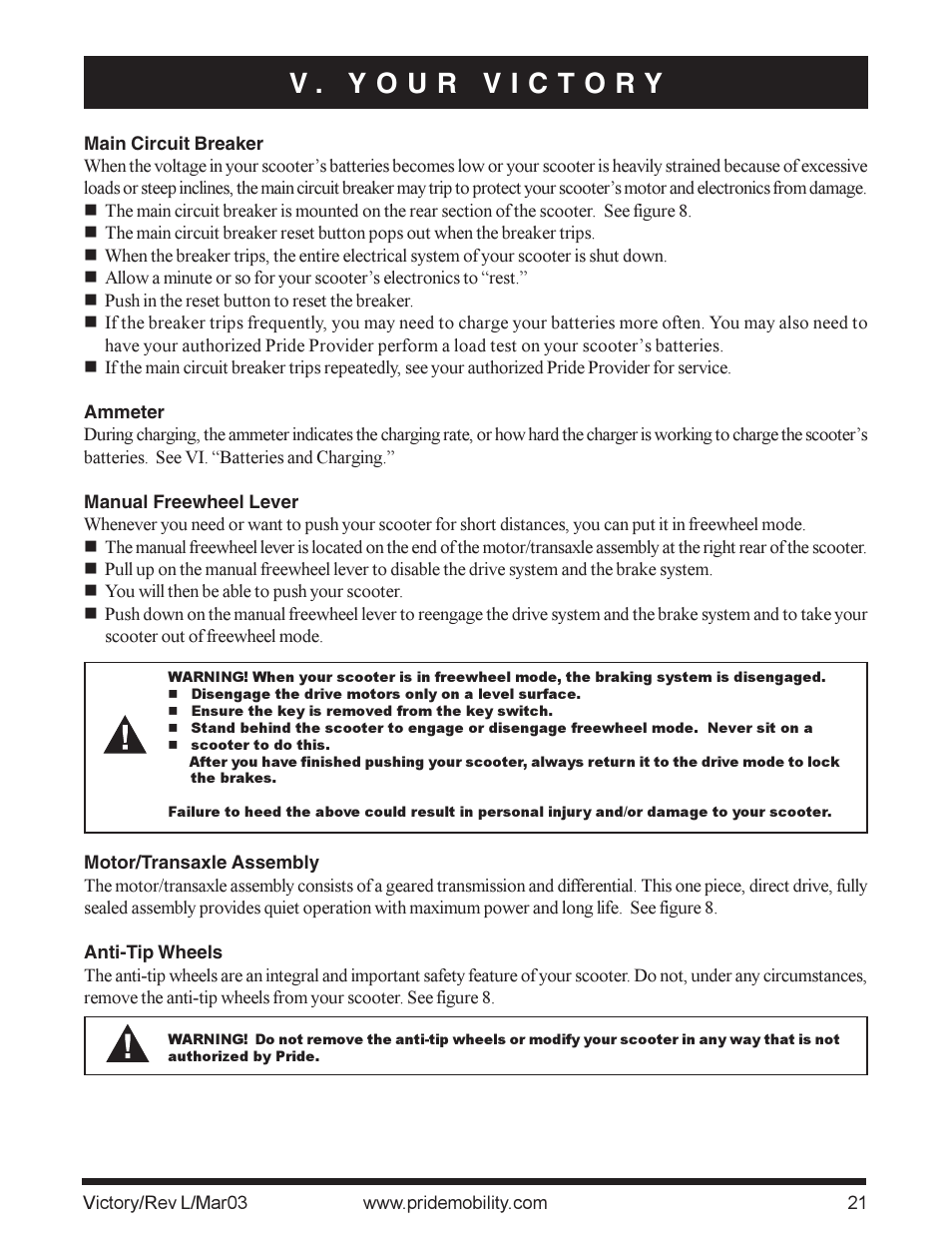 Pride Mobility scooter User Manual | Page 21 / 36