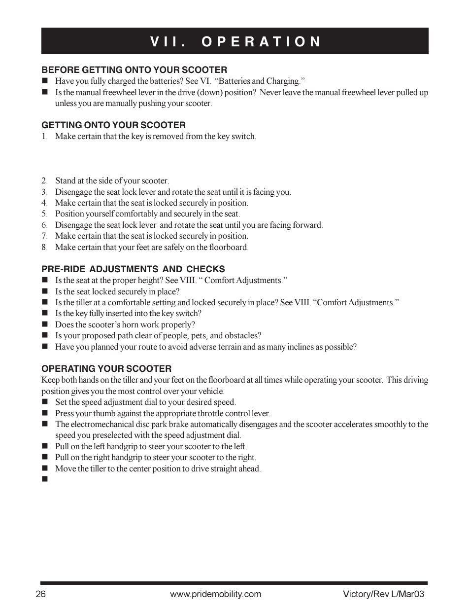 Pride Mobility scooter User Manual | Page 26 / 36