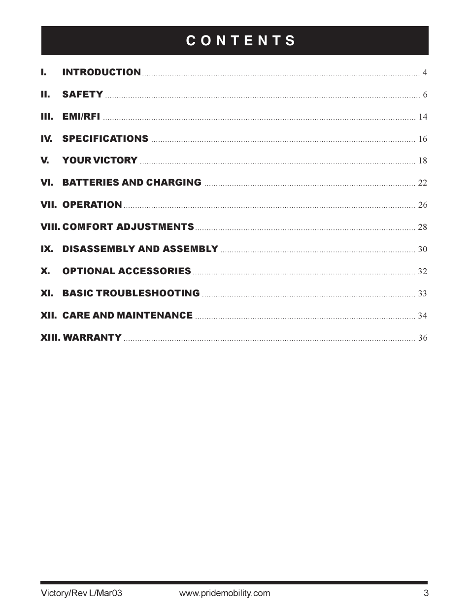 Pride Mobility scooter User Manual | Page 3 / 36