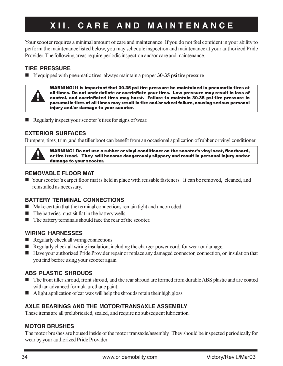 Pride Mobility scooter User Manual | Page 34 / 36