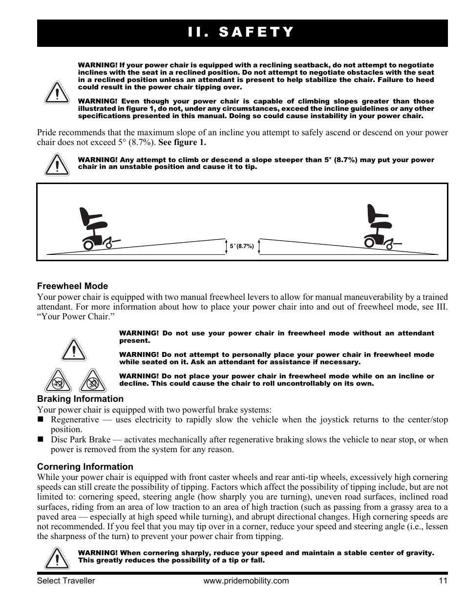 Ii. safety | Pride Mobility Jazzy Select Series User Manual | Page 11 / 39