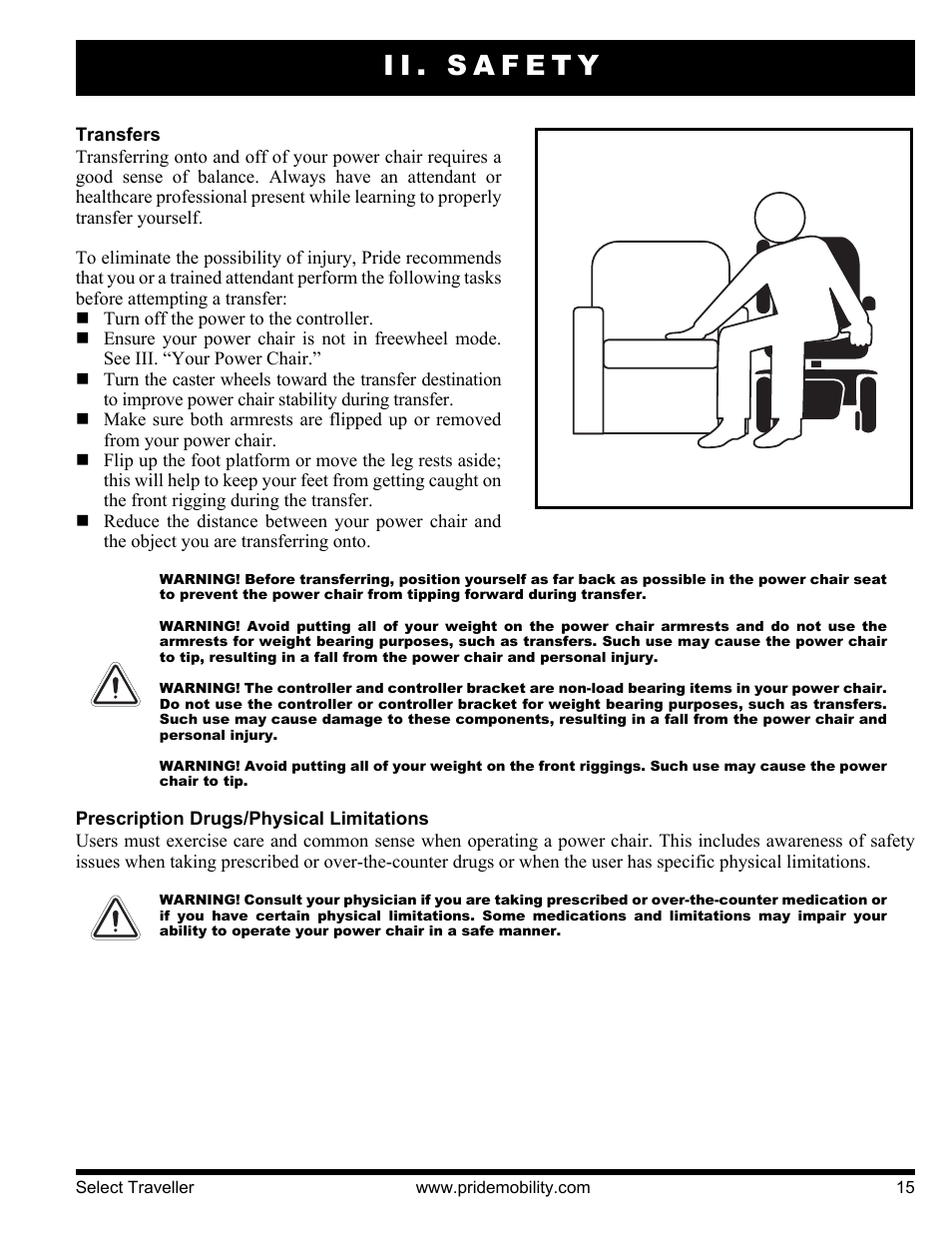 Ii. safety | Pride Mobility Jazzy Select Series User Manual | Page 15 / 39